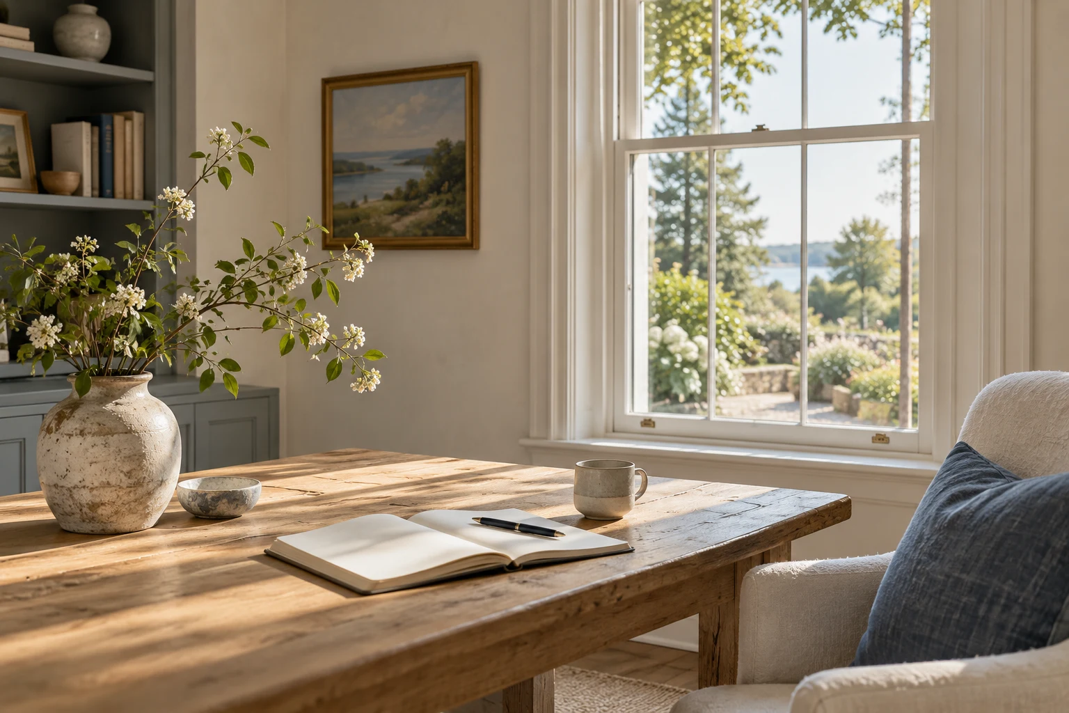 A quiet, sunlit space for reflection
